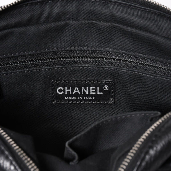 Very Good Condition CHANEL S Flap W Chain Shoulder Bag No. 21 Coco Mark Lambskin Black Silver Hardware Used 4a003966