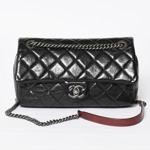 Very Good Condition CHANEL S Flap W Chain Shoulder Bag No. 19 Coco Mark Vintage Calfskin Black Used 4a003951