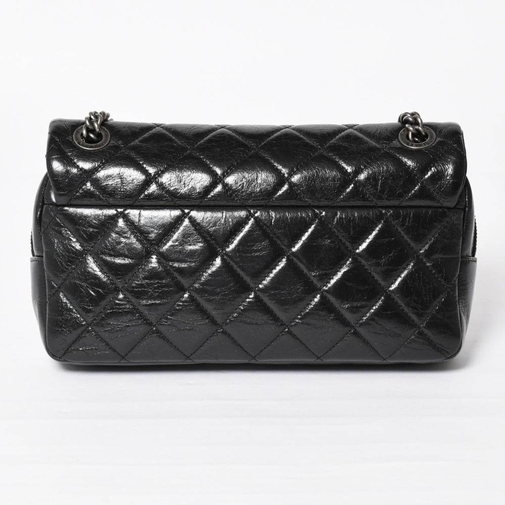 極美品 CHANEL シャネル Sフラップ Wチェーンショルダーバッグ 19番台 ココマーク ヴィンテージカーフスキン ブラック 中古 4a003951