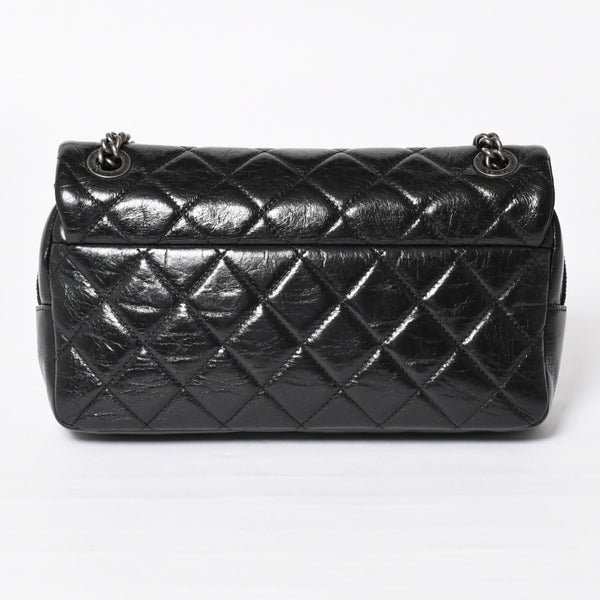 Very Good Condition CHANEL S Flap W Chain Shoulder Bag No. 19 Coco Mark Vintage Calfskin Black Used 4a003951