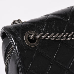 Very Good Condition CHANEL S Flap W Chain Shoulder Bag No. 19 Coco Mark Vintage Calfskin Black Used 4a003951