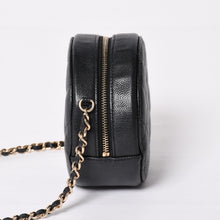 画像をギャラリービューアに読み込む, 極美品 CHANEL シャネル ラウンド チェーンショルダーバッグ AP0245 30番台 ココマーク キャビアスキン ブラック 中古 4a003968