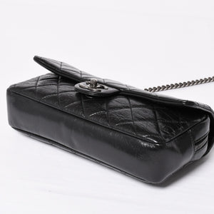 Very Good Condition CHANEL S Flap W Chain Shoulder Bag No. 19 Coco Mark Vintage Calfskin Black Used 4a003951