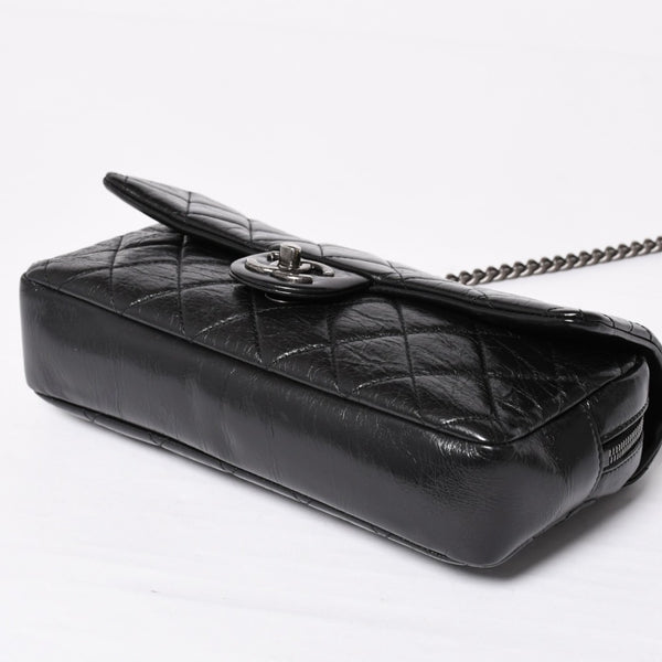 Very Good Condition CHANEL S Flap W Chain Shoulder Bag No. 19 Coco Mark Vintage Calfskin Black Used 4a003951
