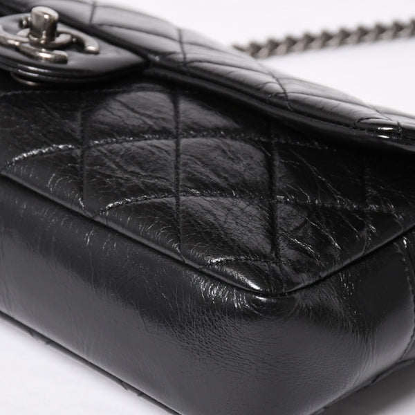 Very Good Condition CHANEL S Flap W Chain Shoulder Bag No. 19 Coco Mark Vintage Calfskin Black Used 4a003951