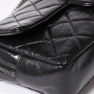Very Good Condition CHANEL S Flap W Chain Shoulder Bag No. 19 Coco Mark Vintage Calfskin Black Used 4a003951
