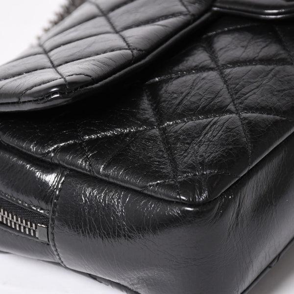 Very Good Condition CHANEL S Flap W Chain Shoulder Bag No. 19 Coco Mark Vintage Calfskin Black Used 4a003951