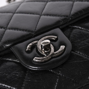 Very Good Condition CHANEL S Flap W Chain Shoulder Bag No. 19 Coco Mark Vintage Calfskin Black Used 4a003951