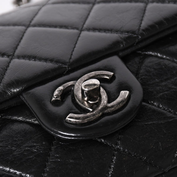 Very Good Condition CHANEL S Flap W Chain Shoulder Bag No. 19 Coco Mark Vintage Calfskin Black Used 4a003951
