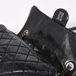 Very Good Condition CHANEL S Flap W Chain Shoulder Bag No. 19 Coco Mark Vintage Calfskin Black Used 4a003951