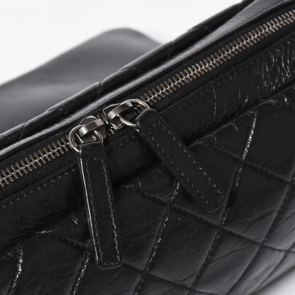 Very Good Condition CHANEL S Flap W Chain Shoulder Bag No. 19 Coco Mark Vintage Calfskin Black Used 4a003951