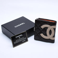 Like new CHANEL Cambon Line Clasp Compact Wallet Bifold Wallet A26720 9th Series Coco Mark Calfskin Used 4a003956