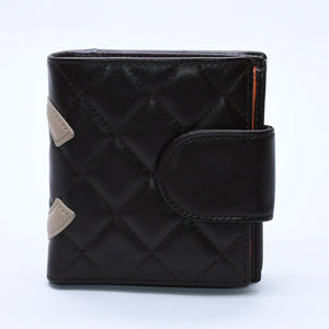 Like new CHANEL Cambon Line Clasp Compact Wallet Bifold Wallet A26720 9th Series Coco Mark Calfskin Used 4a003956