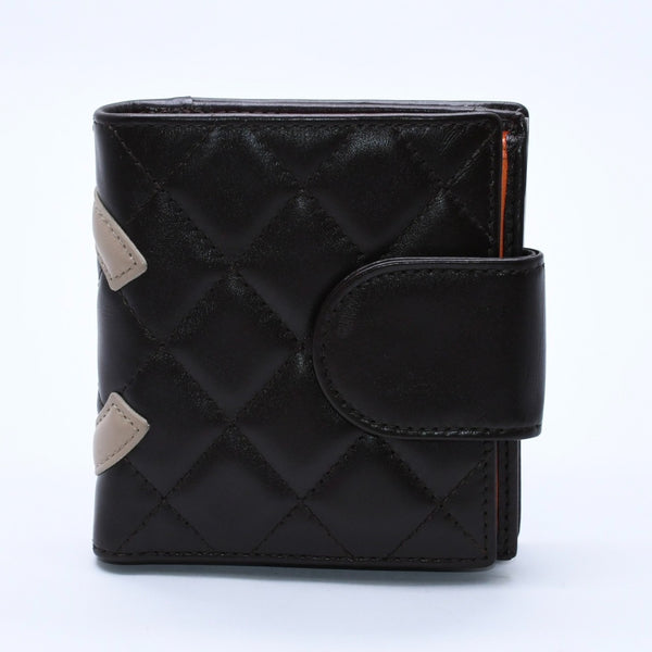 Like new CHANEL Cambon Line Clasp Compact Wallet Bifold Wallet A26720 9th Series Coco Mark Calfskin Used 4a003956