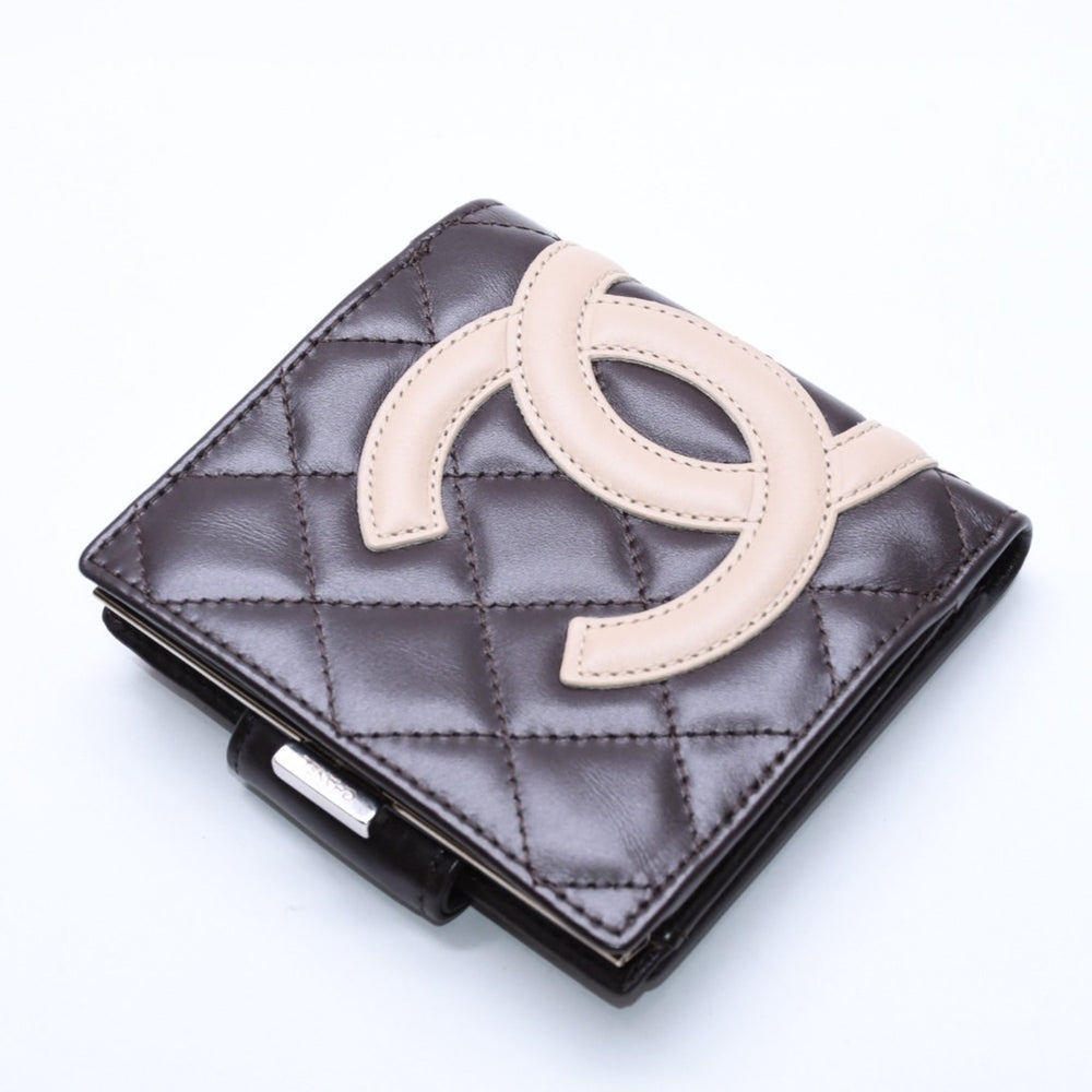 Like new CHANEL Cambon Line Clasp Compact Wallet Bifold Wallet A26720 9th Series Coco Mark Calfskin Used 4a003956