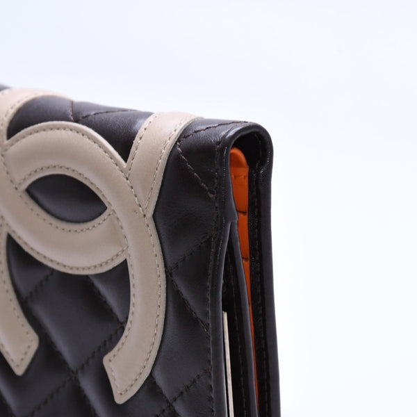 Like new CHANEL Cambon Line Clasp Compact Wallet Bifold Wallet A26720 9th Series Coco Mark Calfskin Used 4a003956
