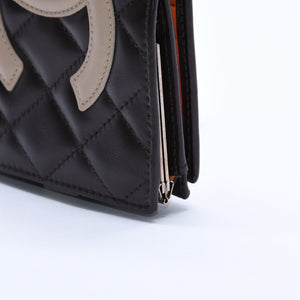 Like new CHANEL Cambon Line Clasp Compact Wallet Bifold Wallet A26720 9th Series Coco Mark Calfskin Used 4a003956