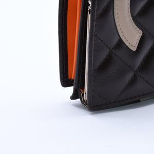 Like new CHANEL Cambon Line Clasp Compact Wallet Bifold Wallet A26720 9th Series Coco Mark Calfskin Used 4a003956