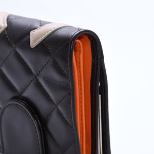 Like new CHANEL Cambon Line Clasp Compact Wallet Bifold Wallet A26720 9th Series Coco Mark Calfskin Used 4a003956
