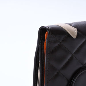 Like new CHANEL Cambon Line Clasp Compact Wallet Bifold Wallet A26720 9th Series Coco Mark Calfskin Used 4a003956