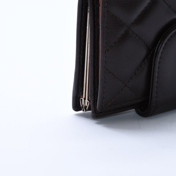 Like new CHANEL Cambon Line Clasp Compact Wallet Bifold Wallet A26720 9th Series Coco Mark Calfskin Used 4a003956