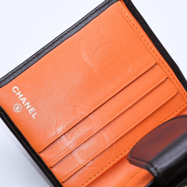 Like new CHANEL Cambon Line Clasp Compact Wallet Bifold Wallet A26720 9th Series Coco Mark Calfskin Used 4a003956