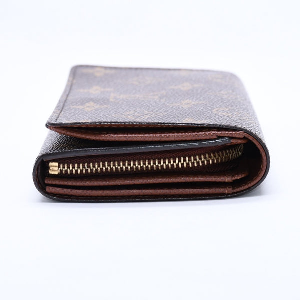 Like new LOUIS VUITTON Portomone Bier Tresor Bifold Wallet M61730 Monogram Canvas Brown Used 4a003970