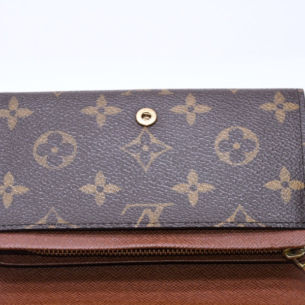 Like new LOUIS VUITTON Portomone Bier Tresor Bifold Wallet M61730 Monogram Canvas Brown Used 4a003970