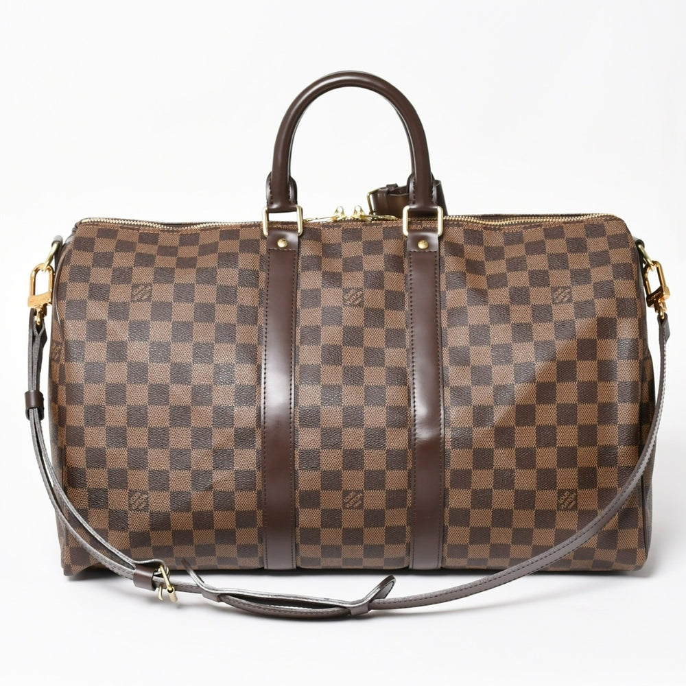 極美品 LOUIS VUITTON ルイヴィトン キーポルバンドリエール45 ボストンバッグ ダミエグラフィット N41418 ブラウン ダークブラウン MB2143 ゴールド金具 中古 4a003971
