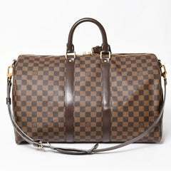 極美品 LOUIS VUITTON ルイヴィトン キーポルバンドリエール45 ボストンバッグ ダミエグラフィット N41418 ブラウン ダークブラウン MB2143 ゴールド金具 中古 4a003971