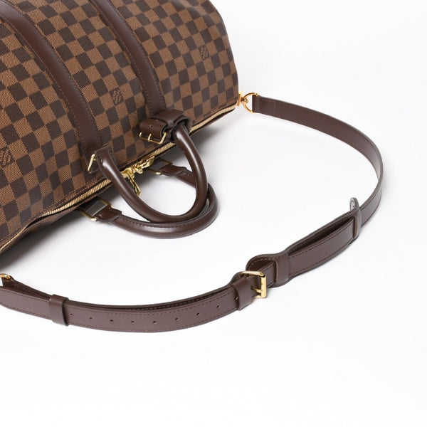 極美品 LOUIS VUITTON ルイヴィトン キーポルバンドリエール45 ボストンバッグ ダミエグラフィット N41418 ブラウン ダークブラウン MB2143 ゴールド金具 中古 4a003971