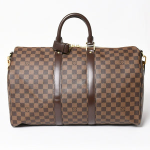 極美品 LOUIS VUITTON ルイヴィトン キーポルバンドリエール45 ボストンバッグ ダミエグラフィット N41418 ブラウン ダークブラウン MB2143 ゴールド金具 中古 4a003971
