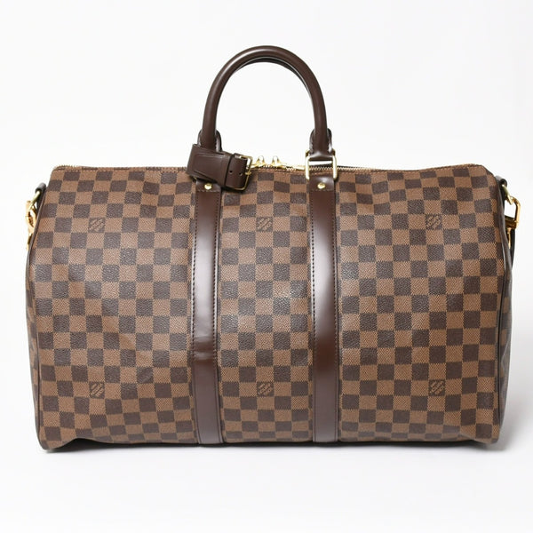 極美品 LOUIS VUITTON ルイヴィトン キーポルバンドリエール45 ボストンバッグ ダミエグラフィット N41418 ブラウン ダークブラウン MB2143 ゴールド金具 中古 4a003971