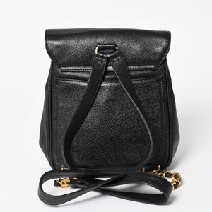 CHANEL Vintage Rucksack Backpack No. 3 Coco Mark Caviar Skin Black Gold Hardware Good Condition Used 4a003949