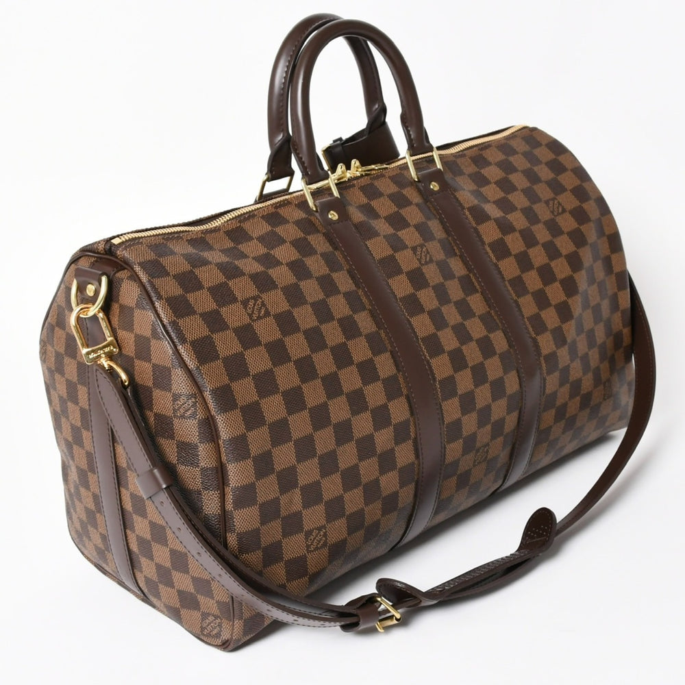 極美品 LOUIS VUITTON ルイヴィトン キーポルバンドリエール45 ボストンバッグ ダミエグラフィット N41418 ブラウン ダークブラウン MB2143 ゴールド金具 中古 4a003971