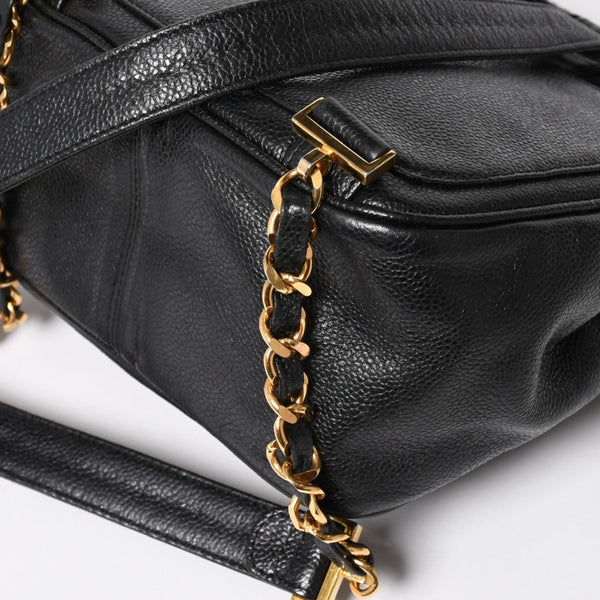 CHANEL Vintage Rucksack Backpack No. 3 Coco Mark Caviar Skin Black Gold Hardware Good Condition Used 4a003949