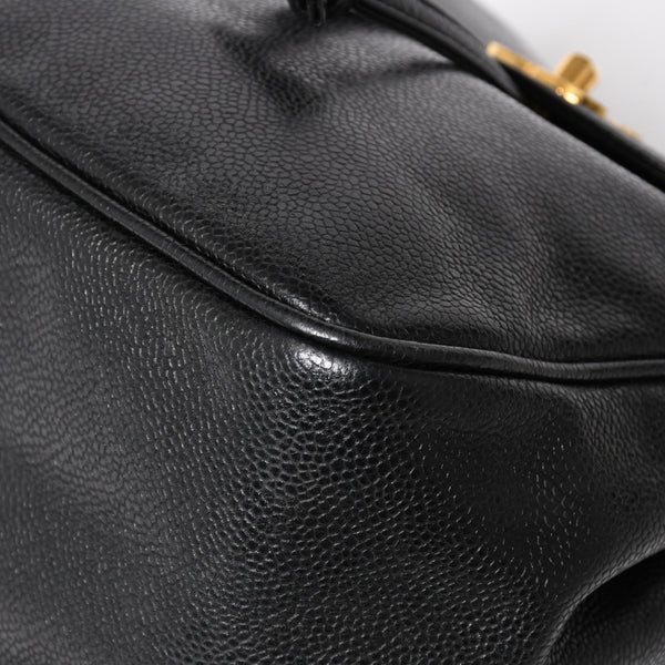 CHANEL Vintage Rucksack Backpack No. 3 Coco Mark Caviar Skin Black Gold Hardware Good Condition Used 4a003949