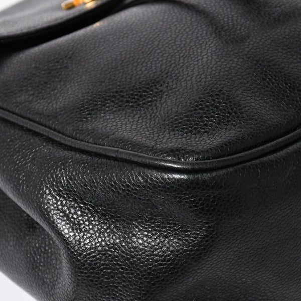 CHANEL Vintage Rucksack Backpack No. 3 Coco Mark Caviar Skin Black Gold Hardware Good Condition Used 4a003949