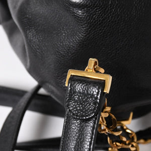 CHANEL Vintage Rucksack Backpack No. 3 Coco Mark Caviar Skin Black Gold Hardware Good Condition Used 4a003949