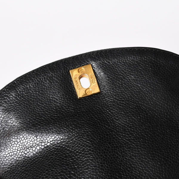 CHANEL Vintage Rucksack Backpack No. 3 Coco Mark Caviar Skin Black Gold Hardware Good Condition Used 4a003949