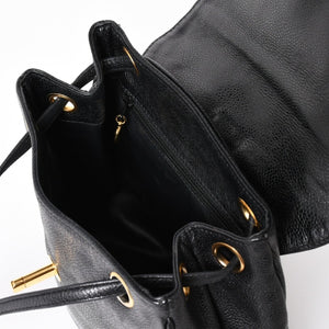 CHANEL Vintage Rucksack Backpack No. 3 Coco Mark Caviar Skin Black Gold Hardware Good Condition Used 4a003949