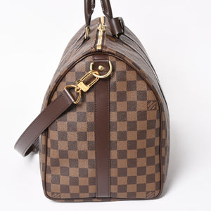 極美品 LOUIS VUITTON ルイヴィトン キーポルバンドリエール45 ボストンバッグ ダミエグラフィット N41418 ブラウン ダークブラウン MB2143 ゴールド金具 中古 4a003971