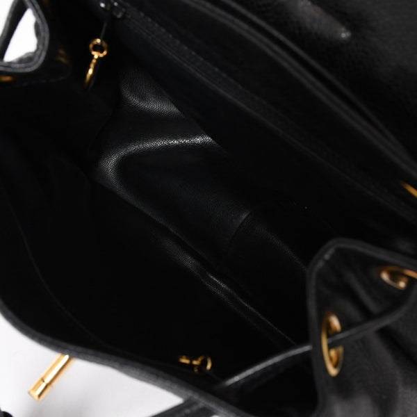 CHANEL Vintage Rucksack Backpack No. 3 Coco Mark Caviar Skin Black Gold Hardware Good Condition Used 4a003949