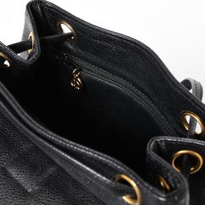 CHANEL Vintage Rucksack Backpack No. 3 Coco Mark Caviar Skin Black Gold Hardware Good Condition Used 4a003949