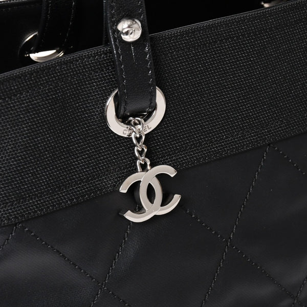 Very Good Condition Rare Item CHANEL Tote Bag Paris Biarritz Coated Canvas Leather Black 17th Series Used 4a003954