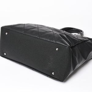 Very Good Condition Rare Item CHANEL Tote Bag Paris Biarritz Coated Canvas Leather Black 17th Series Used 4a003954