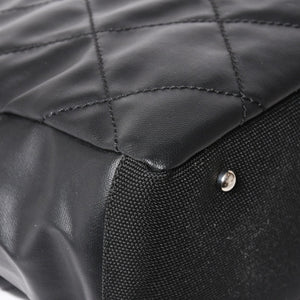Very Good Condition Rare Item CHANEL Tote Bag Paris Biarritz Coated Canvas Leather Black 17th Series Used 4a003954