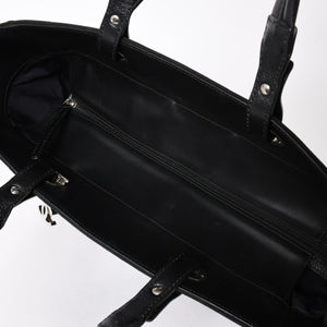 Very Good Condition Rare Item CHANEL Tote Bag Paris Biarritz Coated Canvas Leather Black 17th Series Used 4a003954