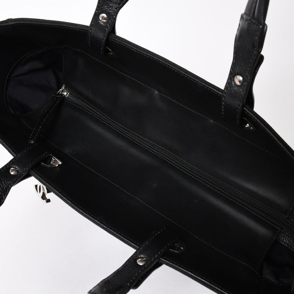 Very Good Condition Rare Item CHANEL Tote Bag Paris Biarritz Coated Canvas Leather Black 17th Series Used 4a003954