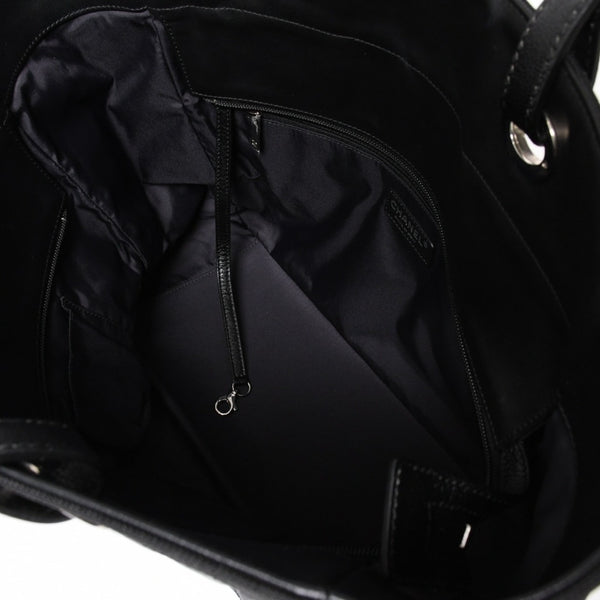 Very Good Condition Rare Item CHANEL Tote Bag Paris Biarritz Coated Canvas Leather Black 17th Series Used 4a003954